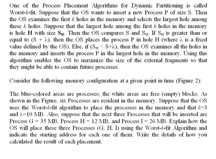 One of the Process Placement Algorithms for Dynamic | Chegg.com