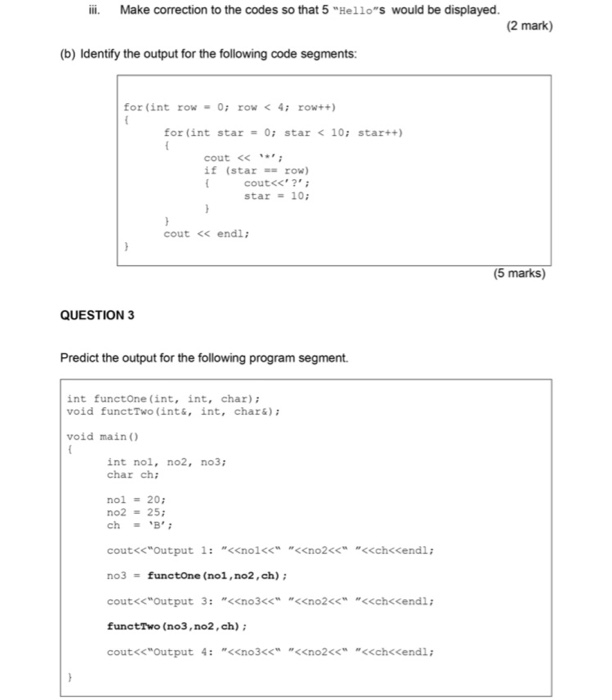 Solved PART B (61 MARKS) QUESTION 1 Write C++ code segments | Chegg.com
