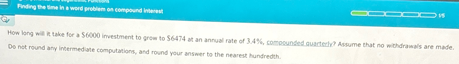 Solved Finding the time in a word problem on compound | Chegg.com