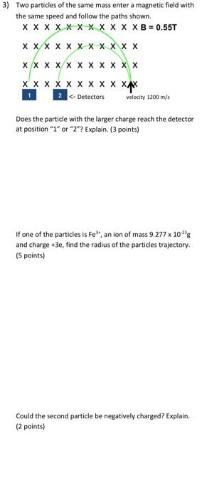 Solved 3) Two particles of the same mass enter a magnetic | Chegg.com