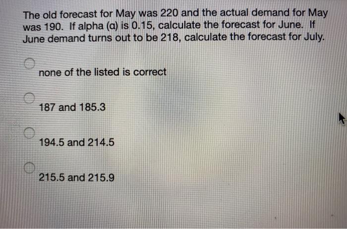 solved-the-old-forecast-for-may-was-220-and-the-actual-chegg
