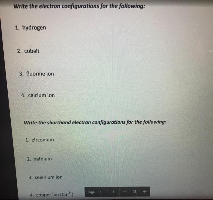 Solved Write the electron configurations for the following: | Chegg.com