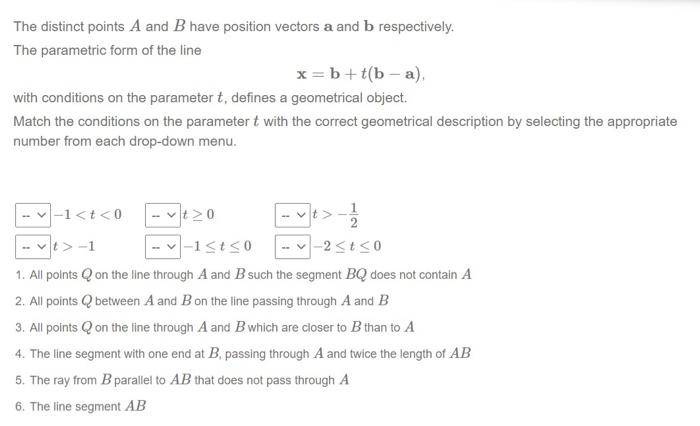 Solved The distinct points A and B have position vectors a | Chegg.com