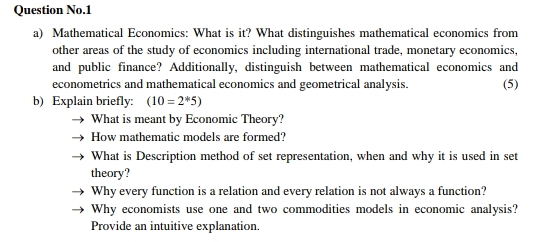 Solved Question No. 1a) ﻿Mathematical Economics: What is it? | Chegg.com
