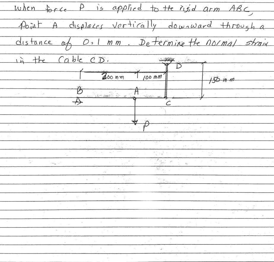 Solved When Force P Is Applied To The Rigid Arm ABC Point | Chegg.com