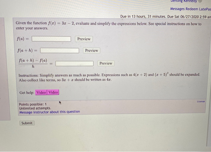 Solved Due in The plot below represents the function f(x): 8 | Chegg.com