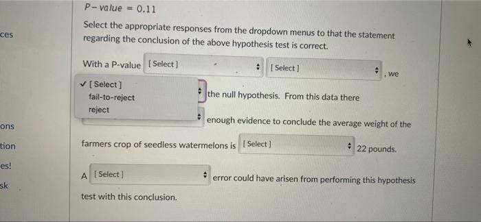 Solved D Question 3 6 pts A hypothesis test was conducted to | Chegg.com