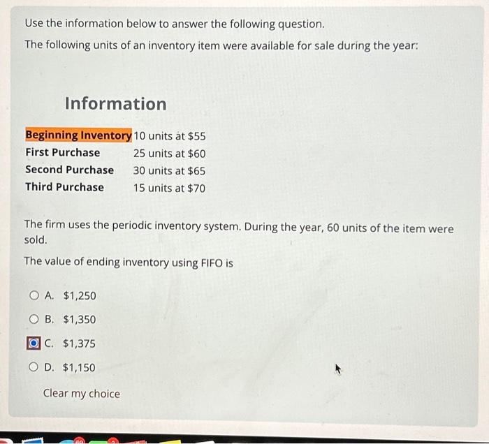 Solved Use the information below to answer the following | Chegg.com