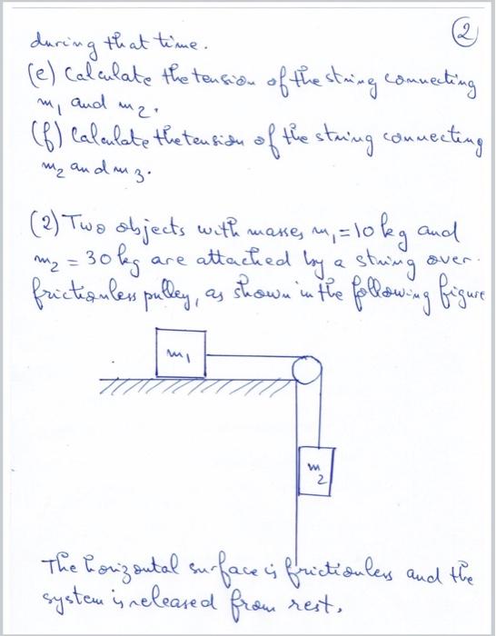 Solved 2 During That Time. (e) Calculate The Tension Of The 