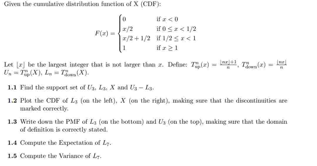 Solved Given the cumulative distribution function | Chegg.com