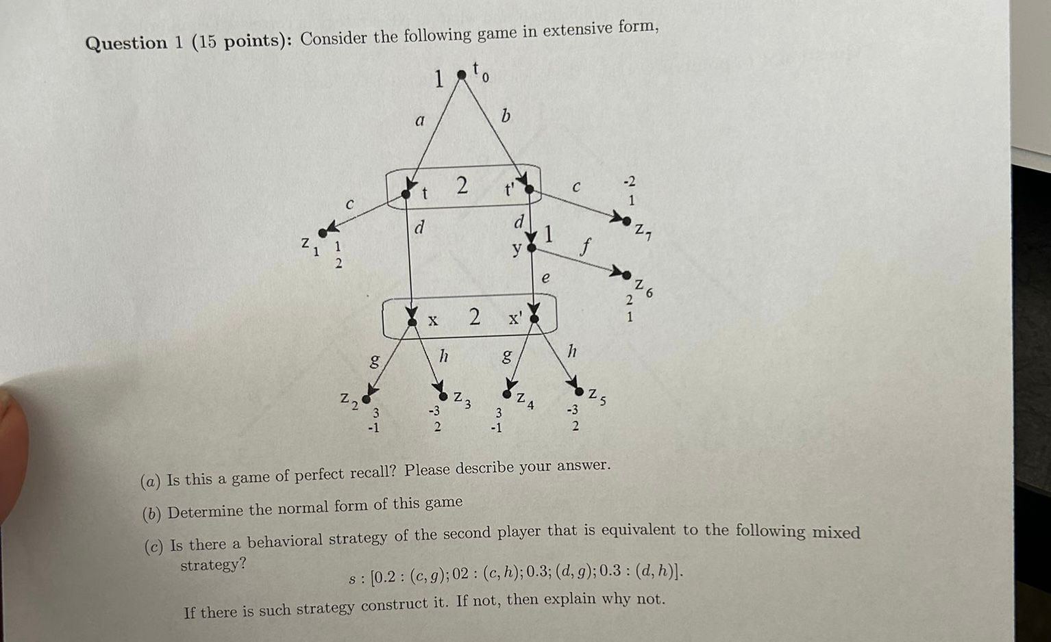 Solved Question 1 15 ï Points Consider The Following Game Chegg Solved Question 1 15 ï Points Consider The Following Game Chegg