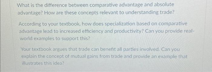 Solved What Is The Difference Between Comparative Advantage | Chegg.com