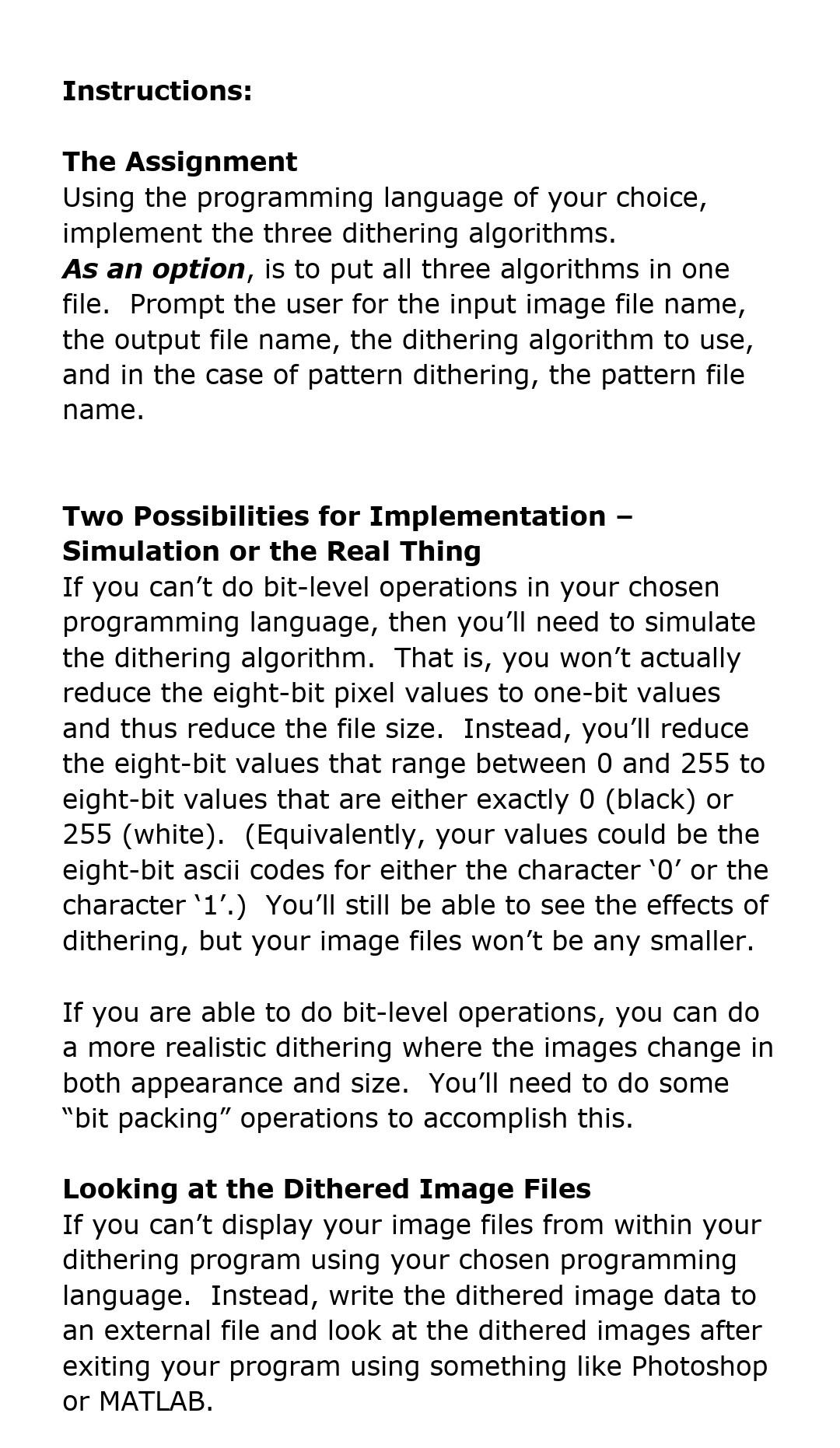 Solved Instructions: The Assignment Using the programming | Chegg.com