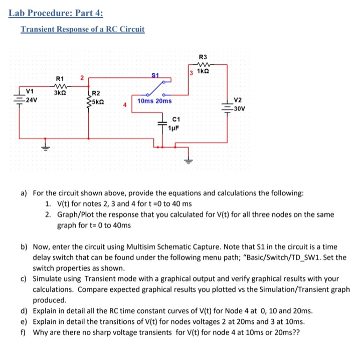 Solved Lab Procedure: Part 4: Transient Response of a RC | Chegg.com