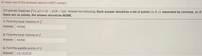 Solved 10 Points Suppose F X Y X−y 4−xy Answer The