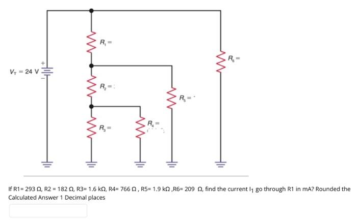 Solved If R1=293Ω,R2=182Ω,R3=1.6kΩ,R4=766Ω,R5=1.9kΩ,R6=209Ω, | Chegg.com