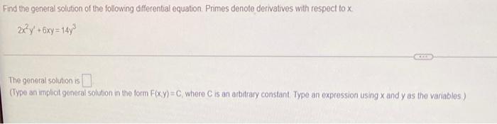 Solved Find The General Solution Of The Following 