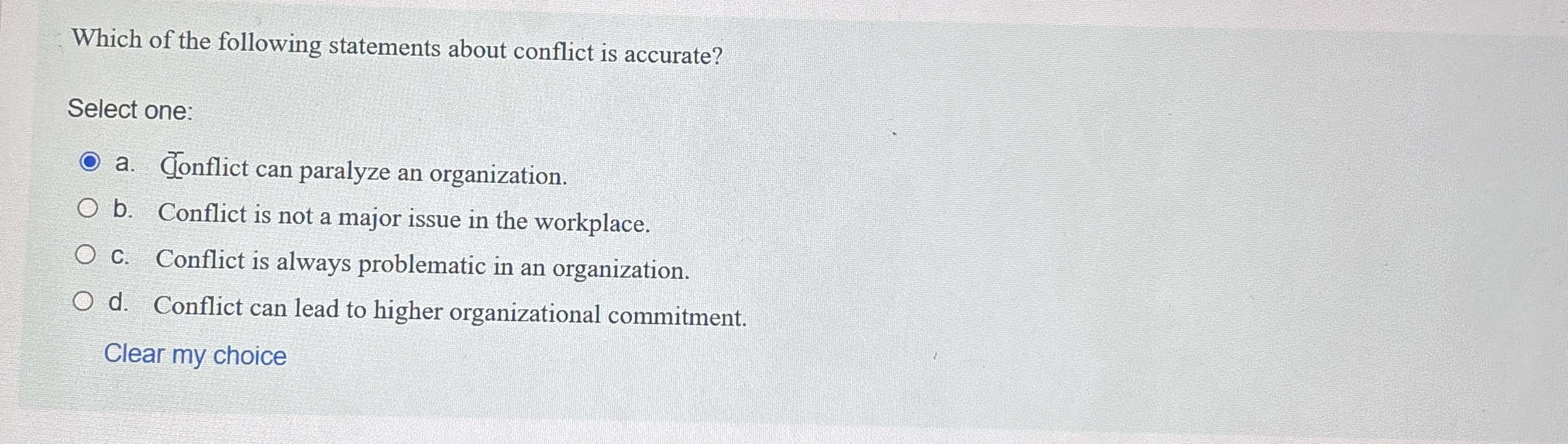 Solved Which of the following statements about conflict is | Chegg.com