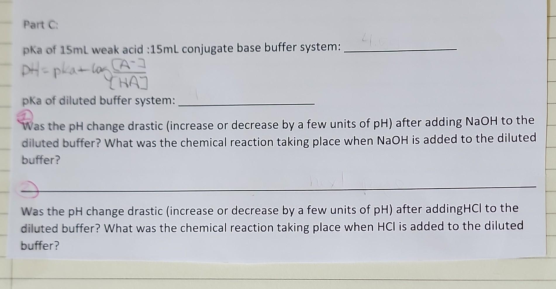 Solved pKa of 2 mL weak acid : 20 mL conjugate base buffer | Chegg.com