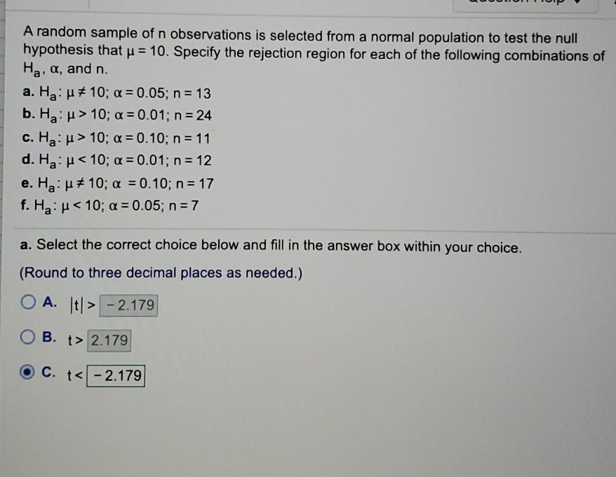 Solved A random sample of n observations is selected from a | Chegg.com