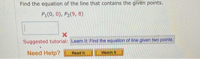 Solved Find the equation of the line that contains the given | Chegg.com