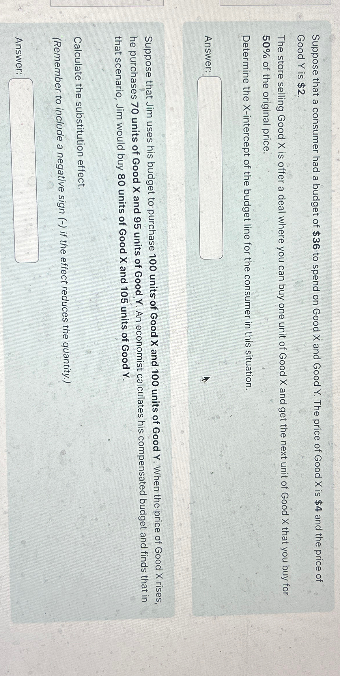 Solved Suppose that a consumer had a budget of $36 ﻿to spend | Chegg.com