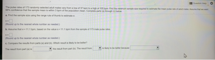 Solved Confidence Intervals for Means part (a) options: | Chegg.com