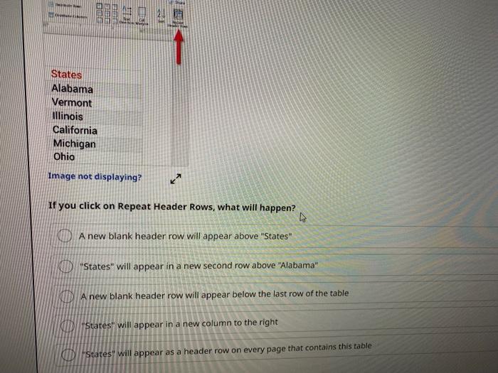 Solved If you click on Repeat Header Rows, what will happen 