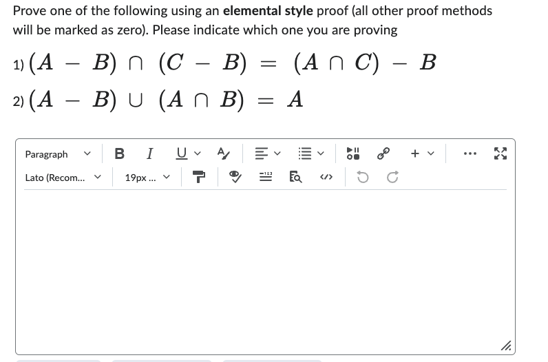 Solved Prove one of the following using an elemental style | Chegg.com