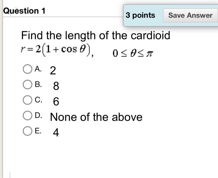 Solved Question 1 3 points Save Answer Find the length of | Chegg.com
