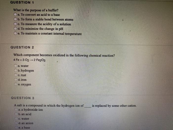 Solved QUESTION 1 What Is The Purpose Of A Buffer O A To Chegg