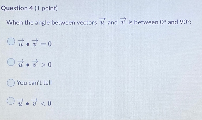 Solved Question 15 1 Point Let U 1 1 1 V 2 Chegg Com