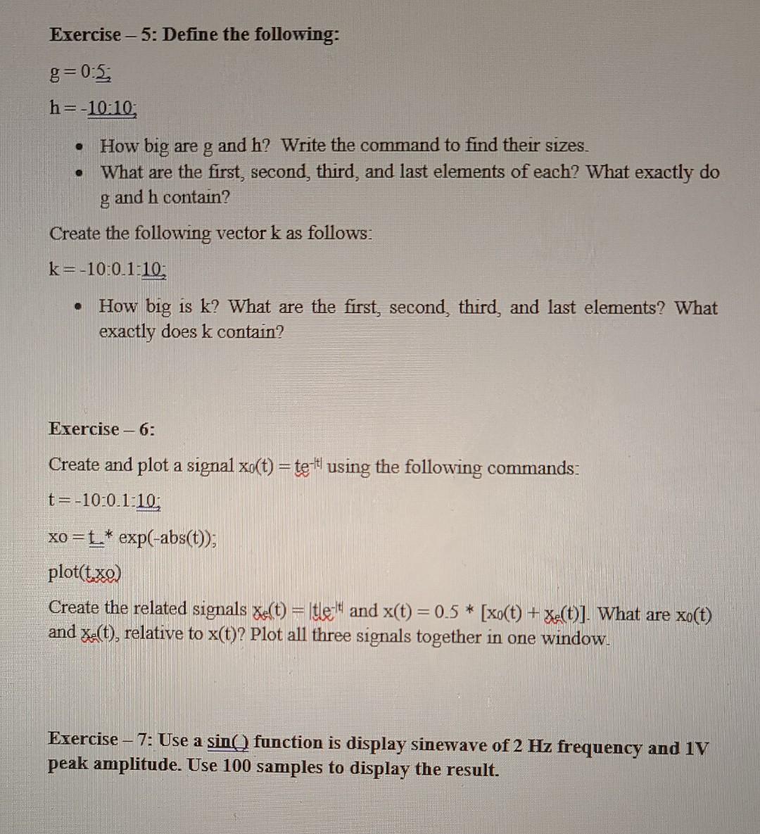 Solved 即 Exercise - 1: Define the following array in the | Chegg.com