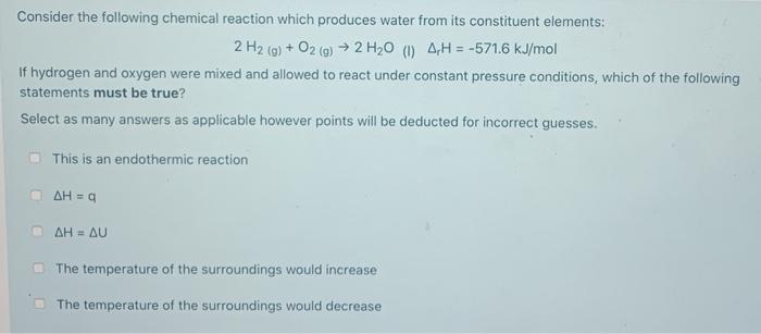 Solved Consider the following chemical reaction which | Chegg.com