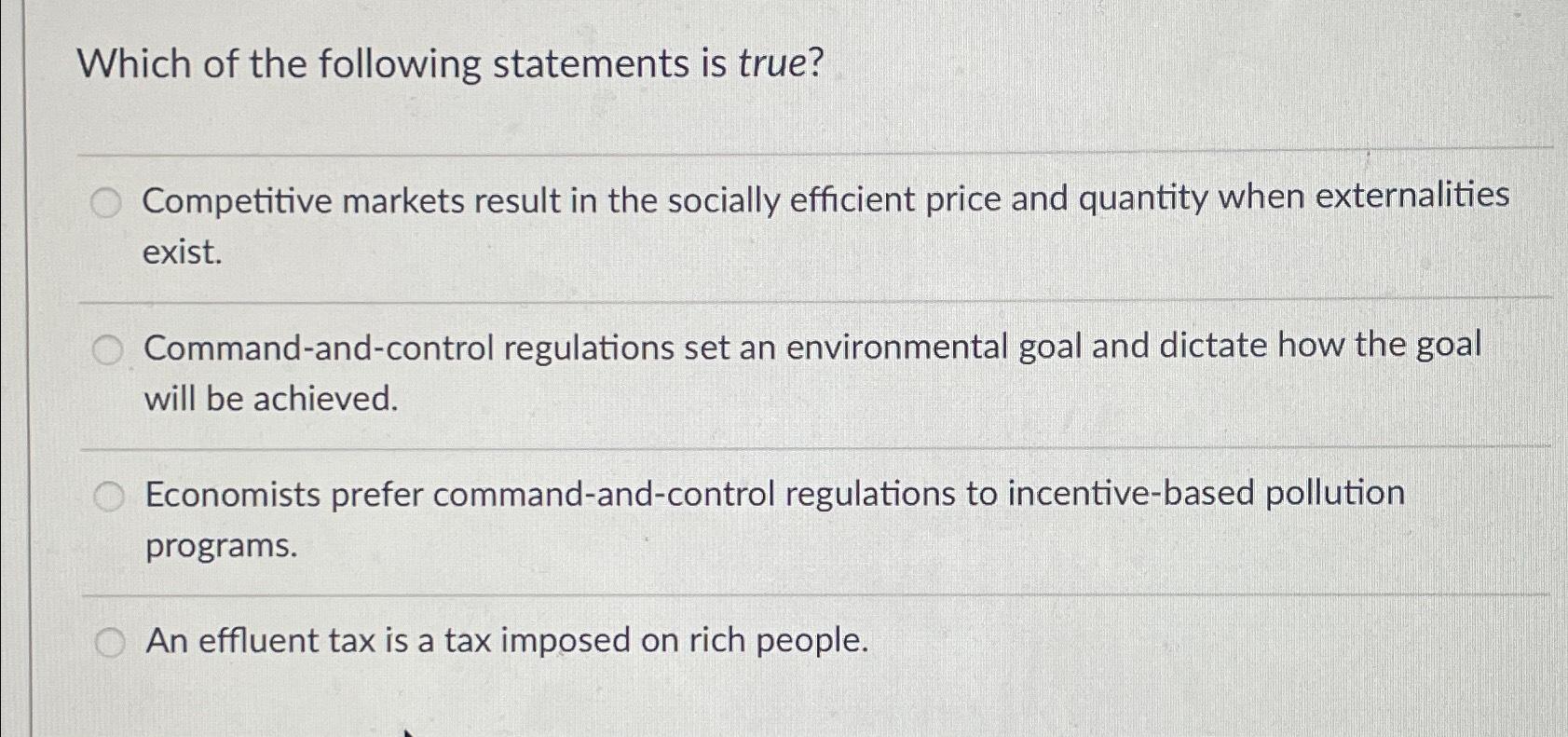 Solved Which of the following statements is true?Competitive | Chegg.com
