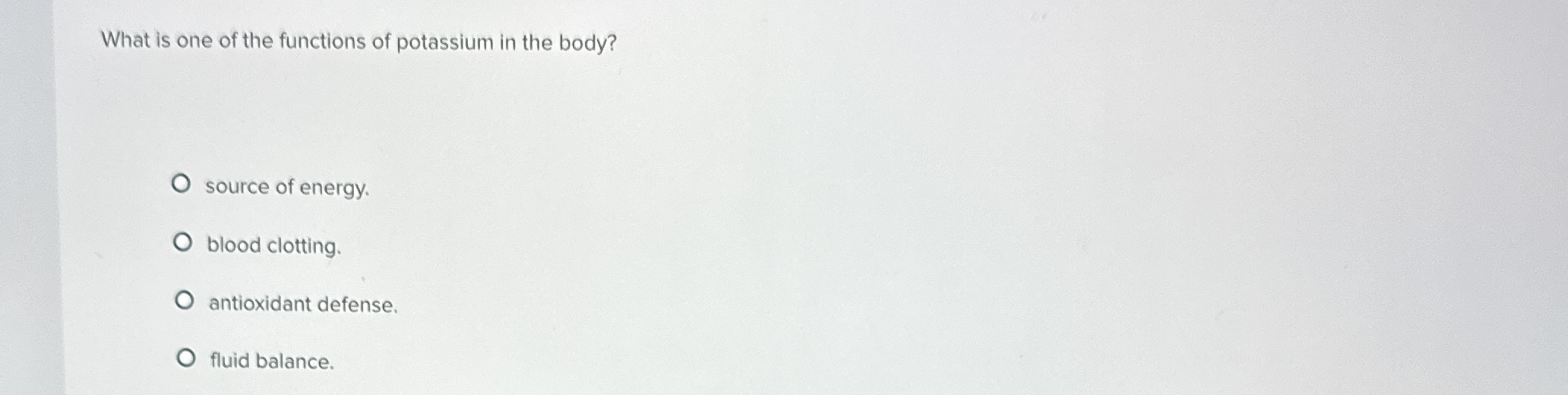 Solved What is one of the functions of potassium in the | Chegg.com