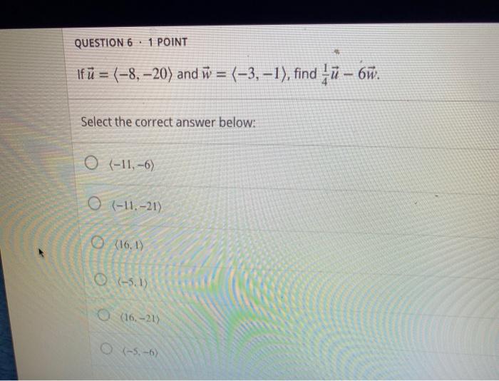 Solved Question 6 1 Point If U 8 And N 3 Chegg Com