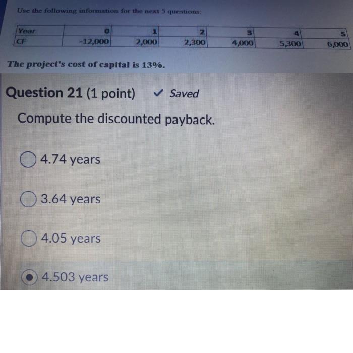 Solved Use the following information for the next 5 | Chegg.com