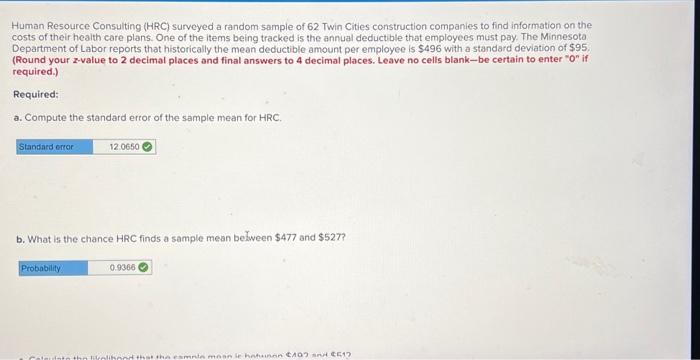 Human Resource Consulting (HRC) surveyed a random | Chegg.com