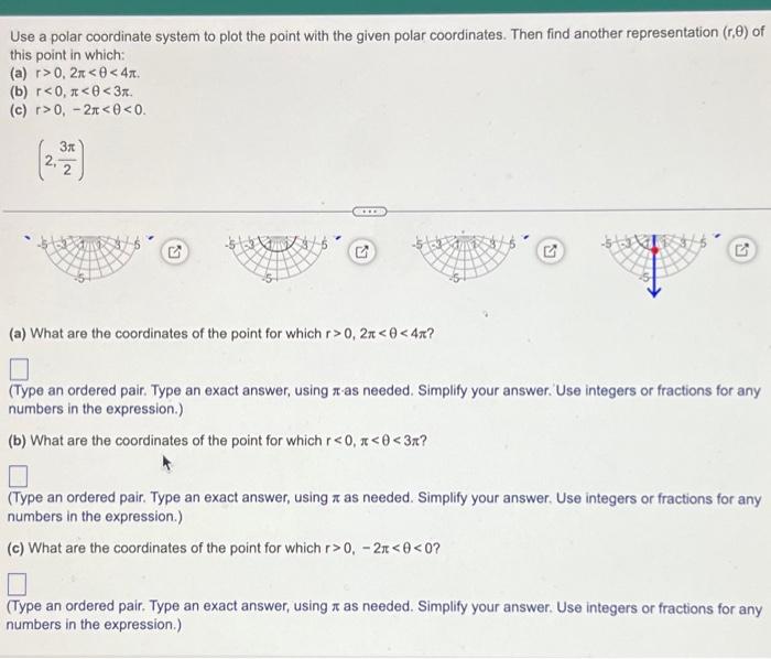 Solved Use a polar coordinate system to plot the point with | Chegg.com