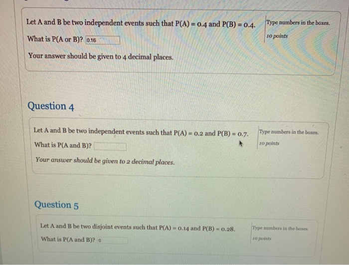 Solved Let A And B Be Two Independent Events Such That P(A) | Chegg.com