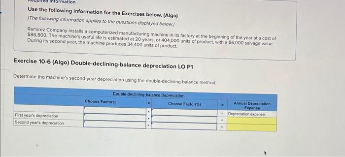 Solved information Use the following information for the | Chegg.com