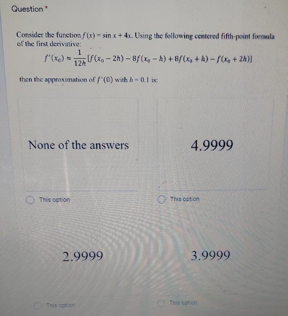 Solved Question Consider the function f (x) = sin r + 4x. | Chegg.com