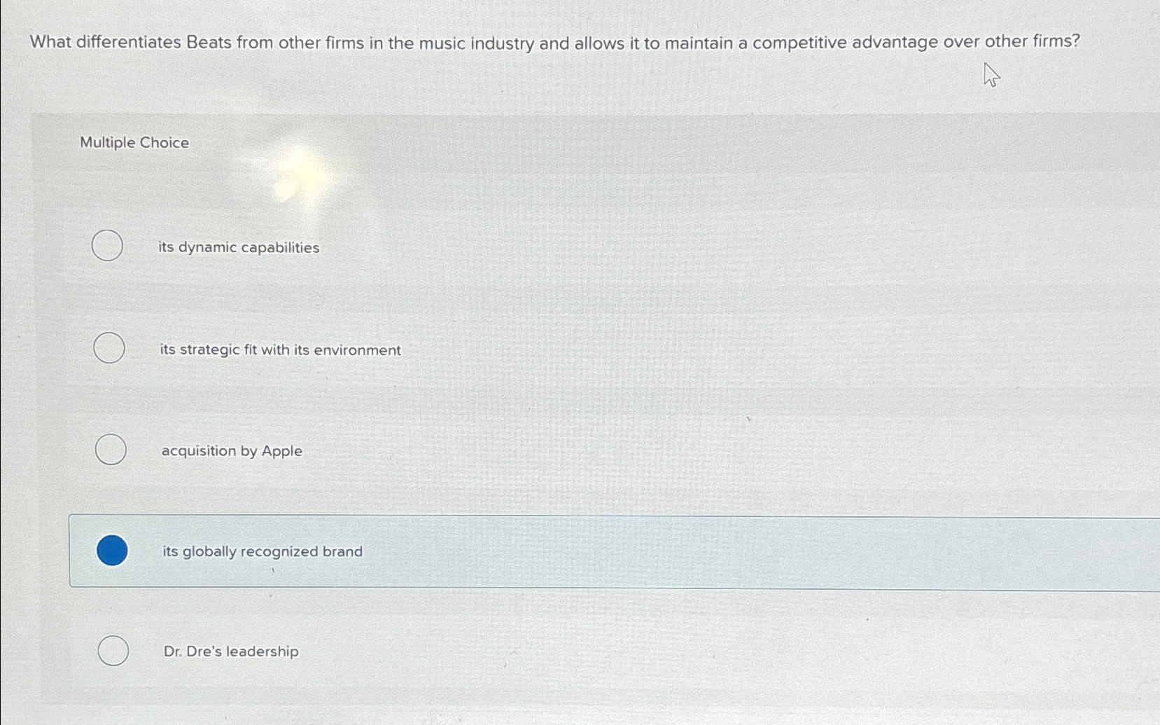 Solved What differentiates Beats from other firms in the | Chegg.com