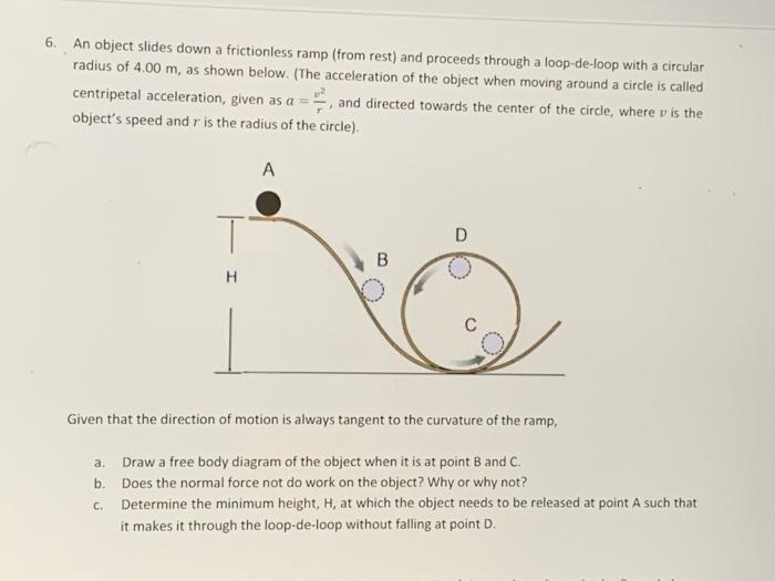 Solved 6. An object slides down a frictionless ramp (from | Chegg.com