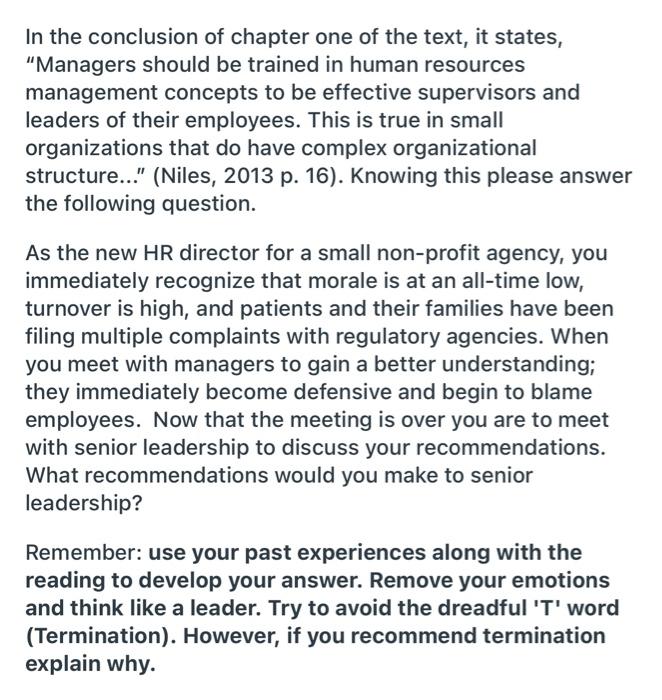 Solved In the conclusion of chapter one of the text, it | Chegg.com