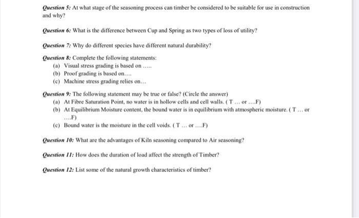 Solved Question S: At what stage of the seasoning process | Chegg.com