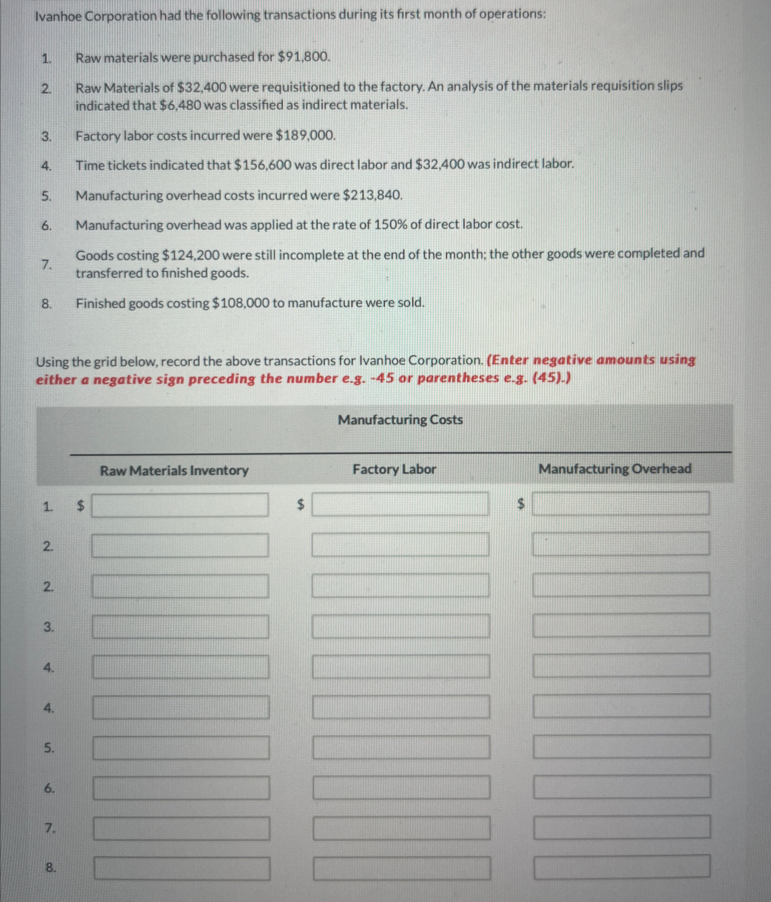 Solved Please fill in ALL the blanks based on the | Chegg.com
