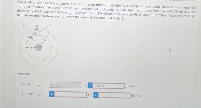 Solved Two satellites are in circular equatorial orbits of | Chegg.com