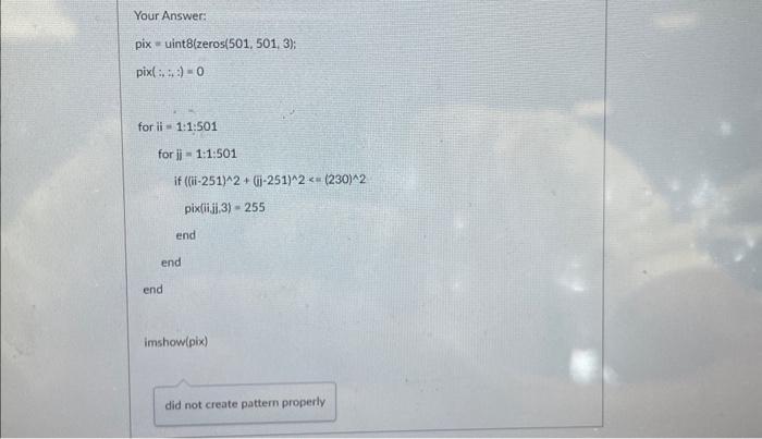 Solved MATLAB please using 8bit images, for loops, and the | Chegg.com